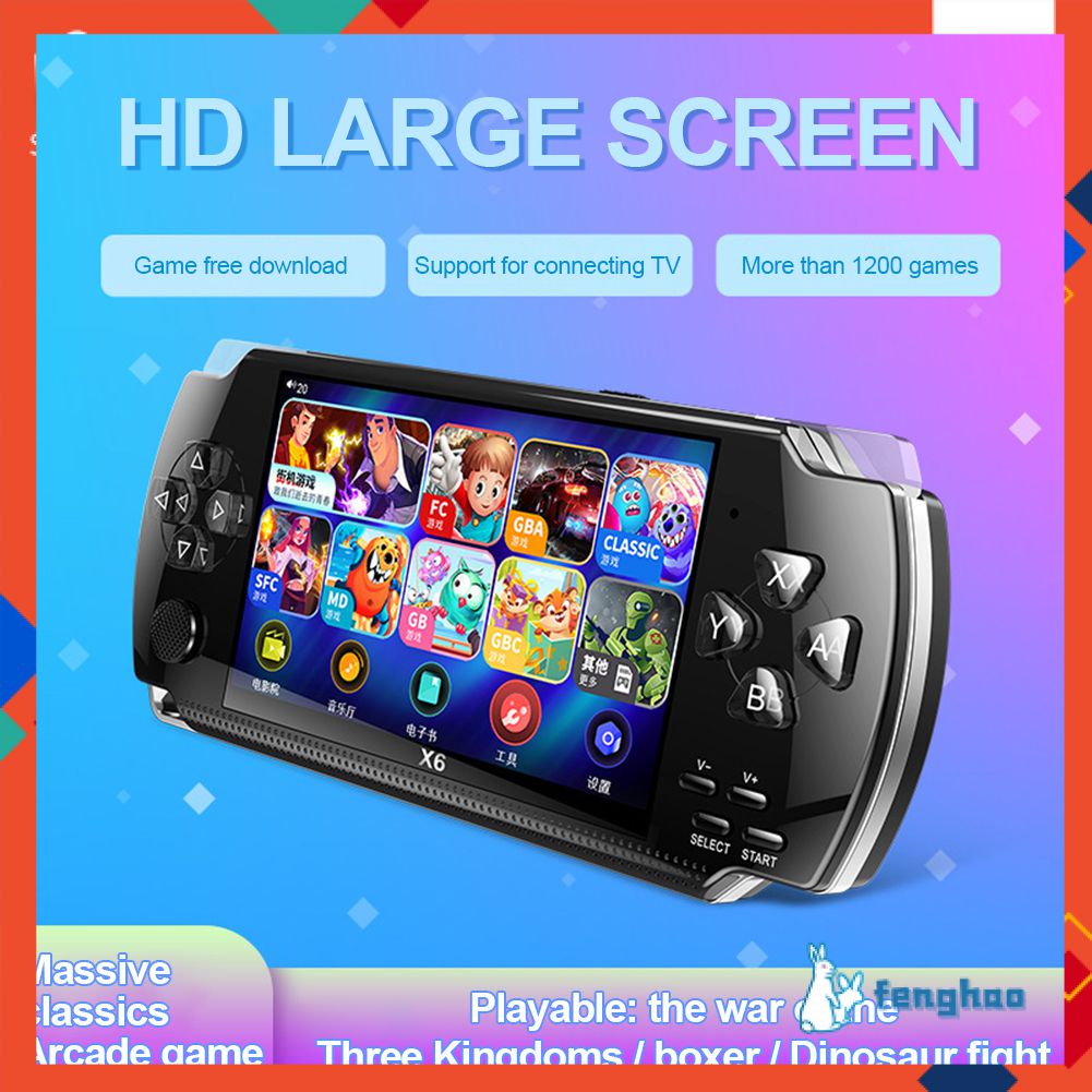 Máy Chơi Game PSP X6 Màn Hình 4.3 Inch 1500 Trò Chơi Cổ Điển Mp4 / MP3 PK X7 X12 Và Phụ Kiện
