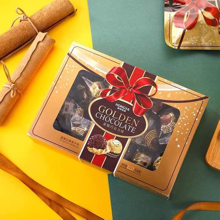 Kẹo Socola HONGYA Golden Chocolate Cao Cấp, Kẹo Chocolate Đài Loan - Hộp 208Gr