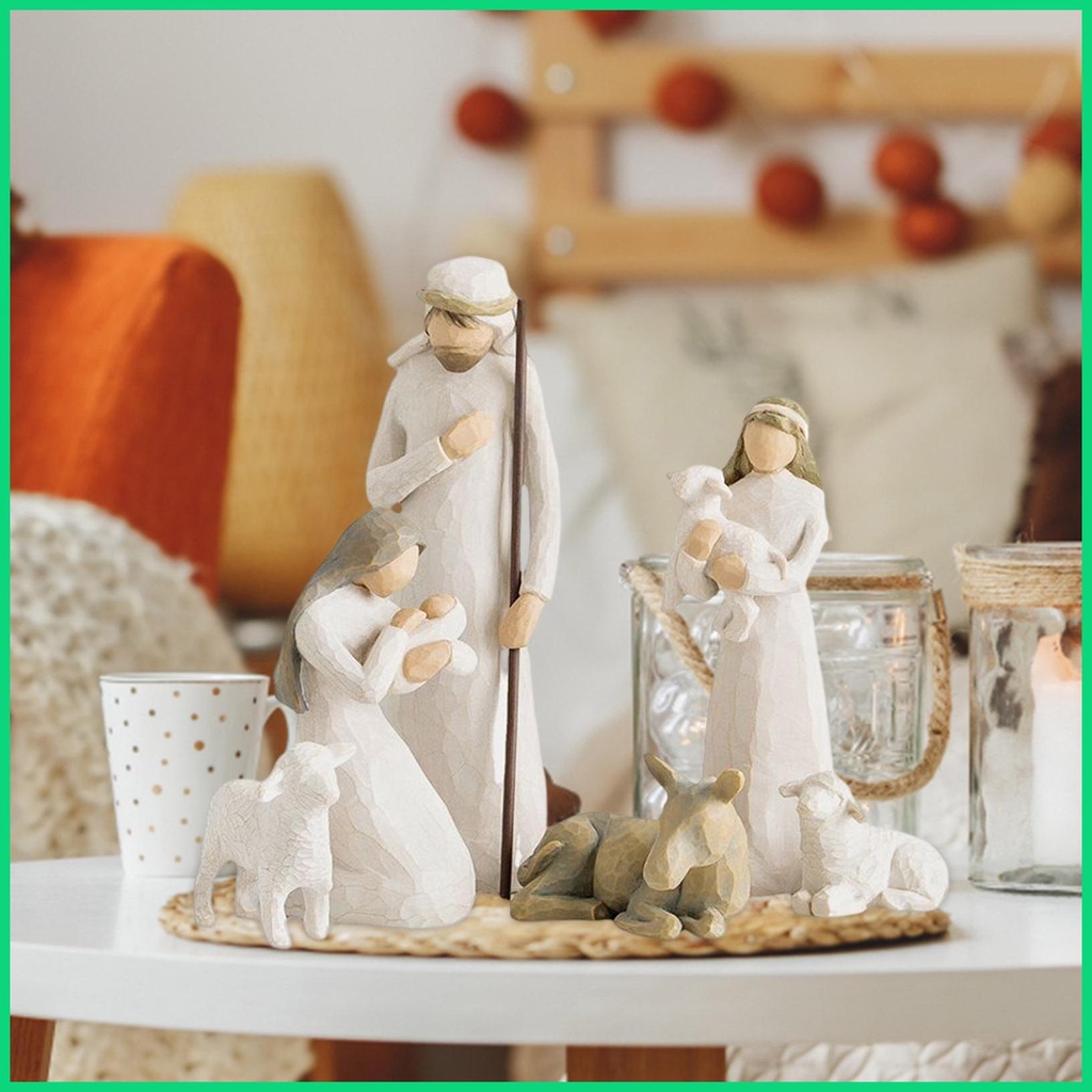 Bộ 6 Tượng Trang Trí Giáng Sinh Bằng Nhựa Resin Thủ Công