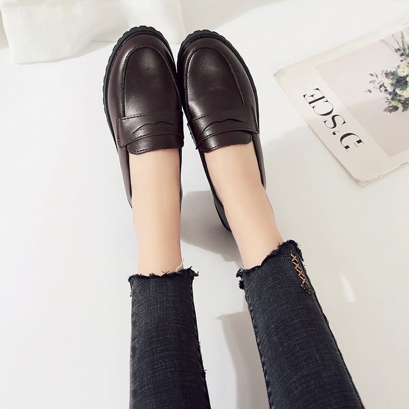 Giày Tây Mũi Tròn Đế Dày Phong Cách Anh Quốc Thời Trang Cho Nữ