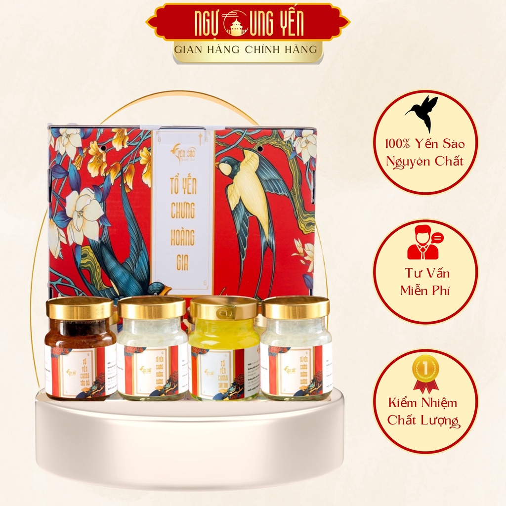 Set 6 Hũ Tổ Yến Ngự Cung Yến hoàng gia chưng sẵn nguyên chất Mix vị - Hũ 70ml