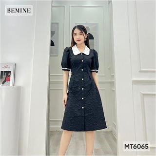 Đầm phối cổ bèo đính nút BEMINE MT6065