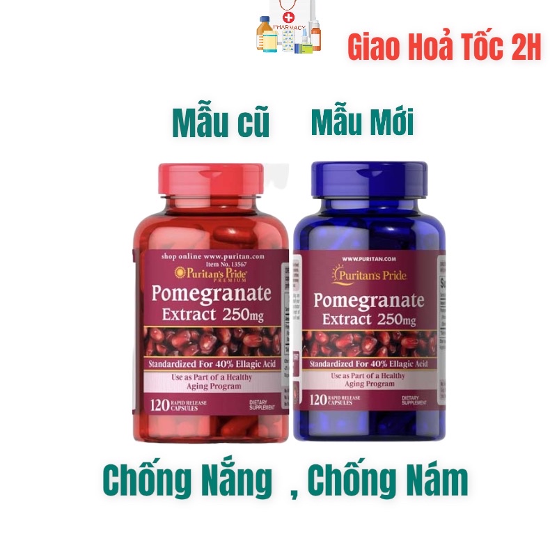 Viên Uống Chống Nắng, Mờ Nám, Đẹp Da Hạt Lựu Pomegranate Extract 250mg Puritan's Pride