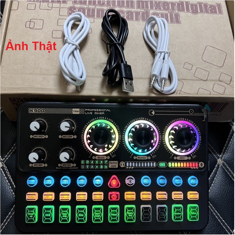 Combo SoundCard K900 Bluetooth, Tặng Tai Nghe AKG, Micro WoaiChang BM900 - Thu Âm - AutoTune - Hát Livestream - Karaoke