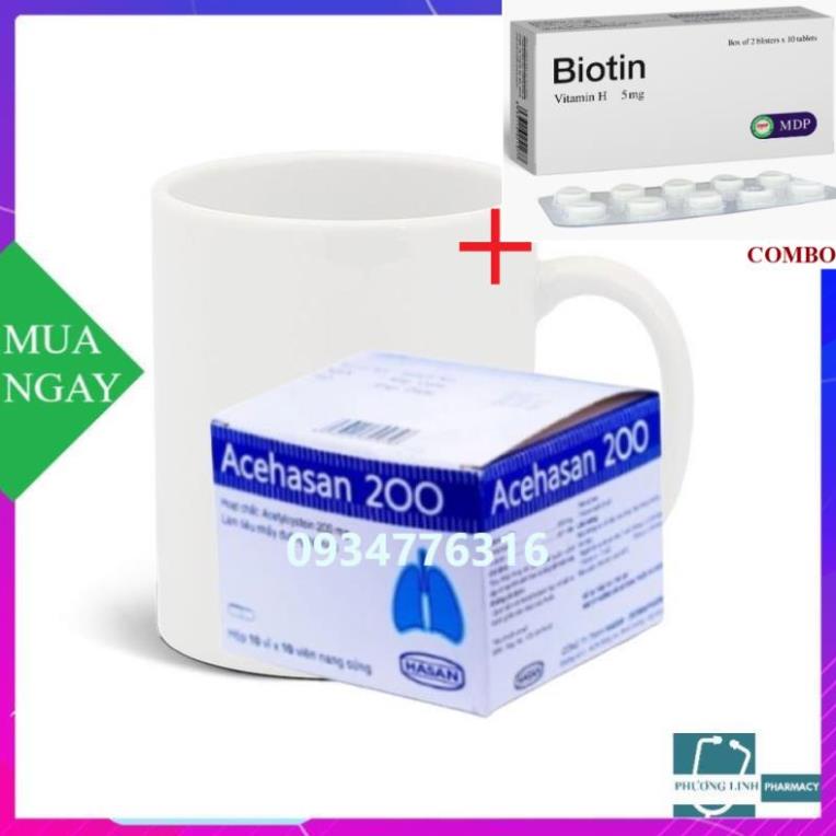 Combo Biotin 5mg+ Ace hasan 200mg Hộp 100 viên 10 vỉ