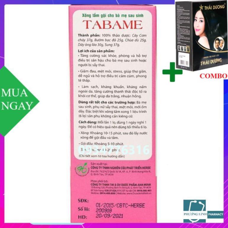 Combo Gội Là Đen Thái Dương+ TABAME - XÔNG TẮM CHO BÀ MẸ SAU SINH