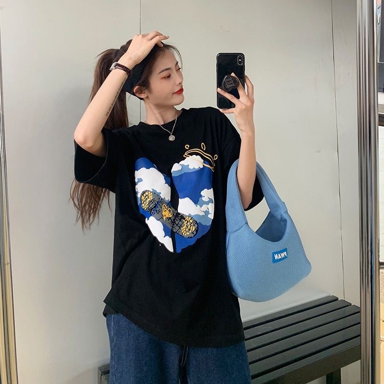 NRVP Áo Thun Unisex Mùa Hè Dáng Suông Tay Cộc Phong Cách Hàn Quốc Cho Nam Nữ