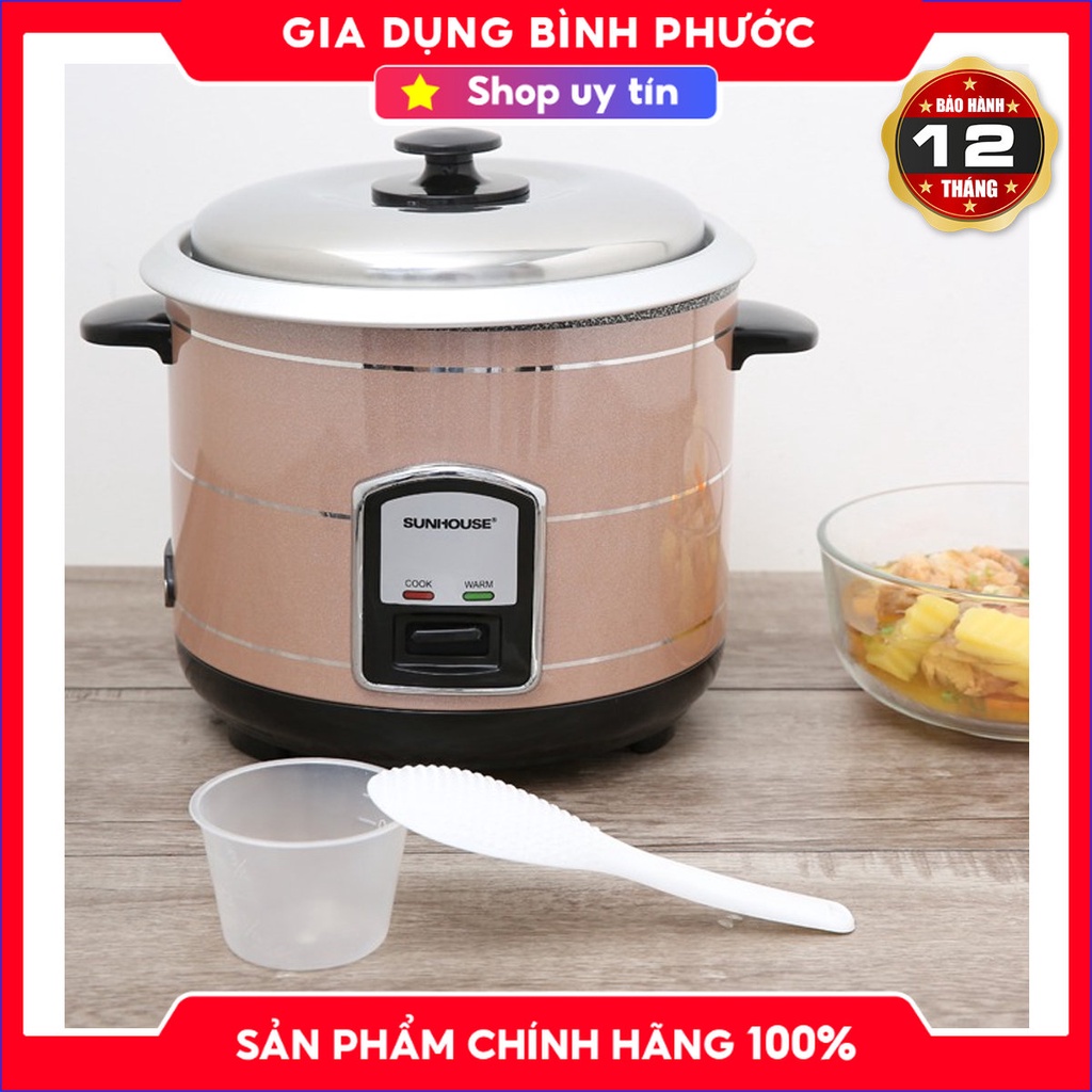 Tr bày Mới 98-99%-Nồi cơm nắp rời Sunhouse 1.2 lít SHD8105.công nghệ nấu 1D,cơm nhanh chín