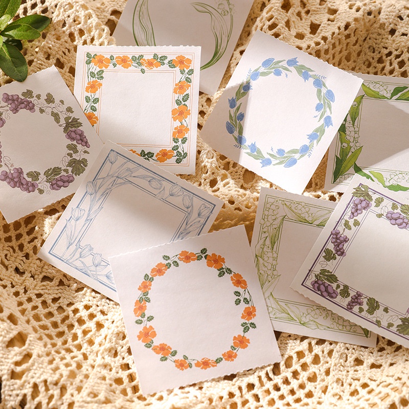 Set 50 Tờ Giấy Note Ghi Chú Họa Tiết Retro Trang Trí Nhật Ký