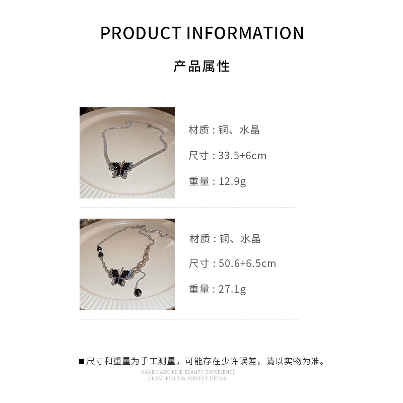 DREJEW Dây Chuyền Kim Loại Mặt Hình Bướm Đính Đá Pha Lê Thời Trang Cao Cấp Dễ Phối Đồ