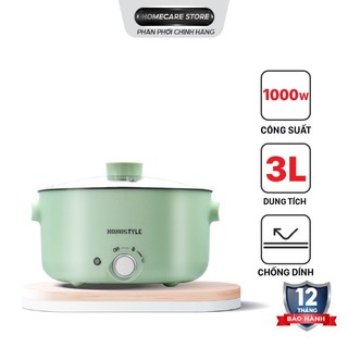 Nồi lẩu điện đa năng Nonostyle 3L 1000W nồi nấu mì siêu tốc, tự ngắt điện an toàn - BH 12 tháng