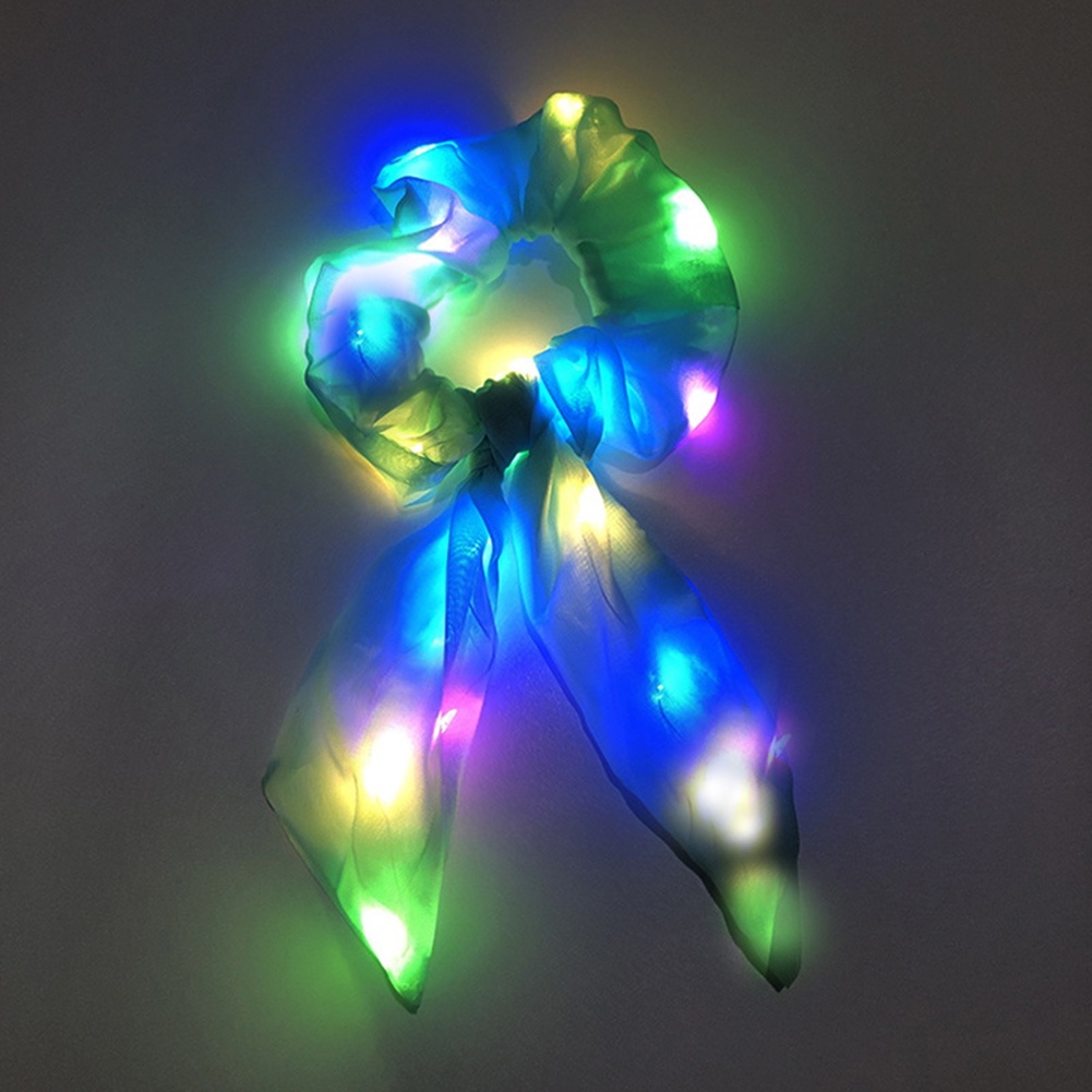 Dây Cột Tóc Đuôi Ngựa Dài Có Đèn LED Phát Sáng Nhiều Màu Thời Trang Cho Nữ