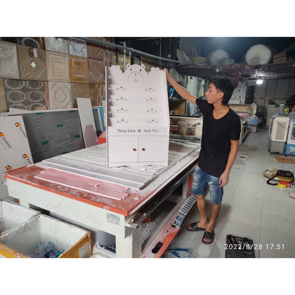 (Miễn Phí khắc tên) Kệ giá sách Tina đựng đồ tự tháo lắp đa năng (màu trắng)