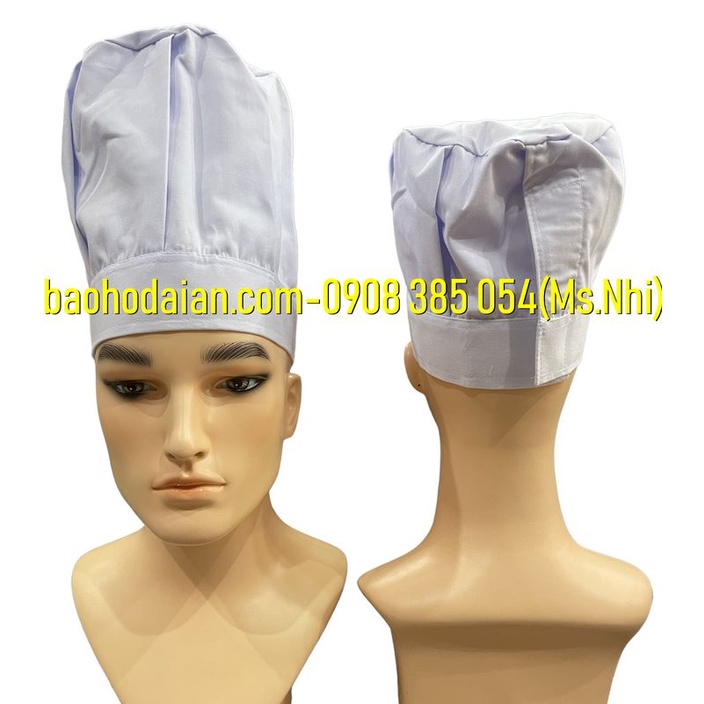Nón đầu bếp vải kaki cotton cao cấp dày dặn