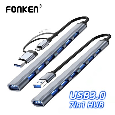 HUB chia 7 cổng USB 3.0 FONKEN tốc độ cao cho Laptop/ PC