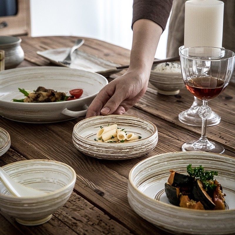 Bộ bát đĩa gốm cao cấp phong cách retro Bắc Âu