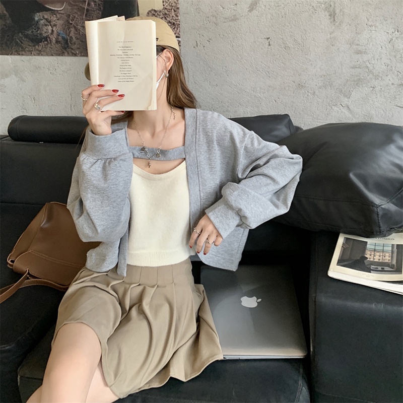 IELGY Áo Khoác Lửng Tay Dài Thời Trang Dành Cho Nữ