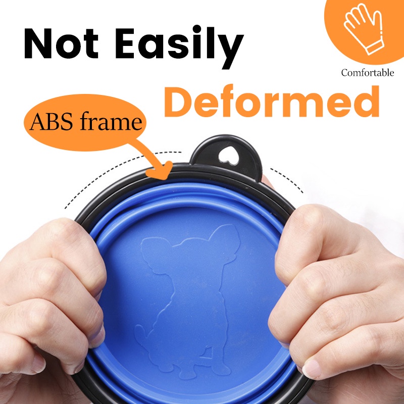 HamshMoc Tô Đựng Thức Ăn / Nước Uống Di Động Bằng Silicone Có Móc Khóa Mở Rộng Cho Thú Cưng