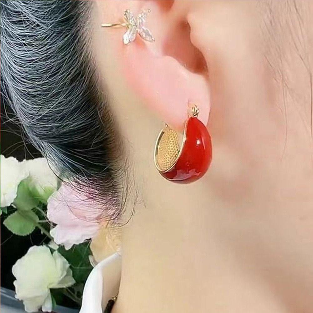 Bông Tai Hình Giọt Nước Tráng Men Độc Đáo Phong Cách Hàn Quốc Thời Trang Cho Nữ