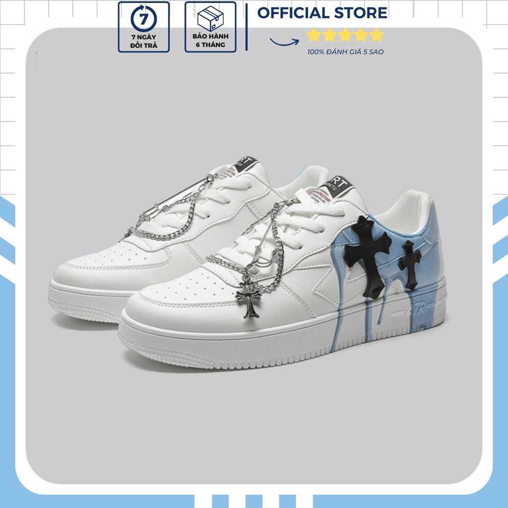 Giày_nike air force 1 custom thánh giá, Giày_nike trắng custom dấu thập tự kèm phụ kiện hàng cao cấp nam