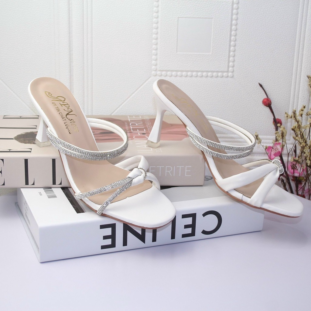 GIÀY CAO GÓT 7 PHÂN KẾT NƠ ĐÍNH ĐÁ THIẾT KẾ SIÊU XINH SIÊU TÔN DÁNG