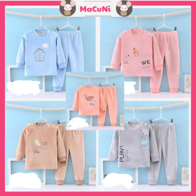 BỘ NHUNG LÓT NỈ NHUNG DÀY MỀM ẤM CHO BÉ TRAI BÉ GÁI QUẢNG CHÂU CAO CẤP( khách chọn màu còn hình shop giao ngẫu nhiên)