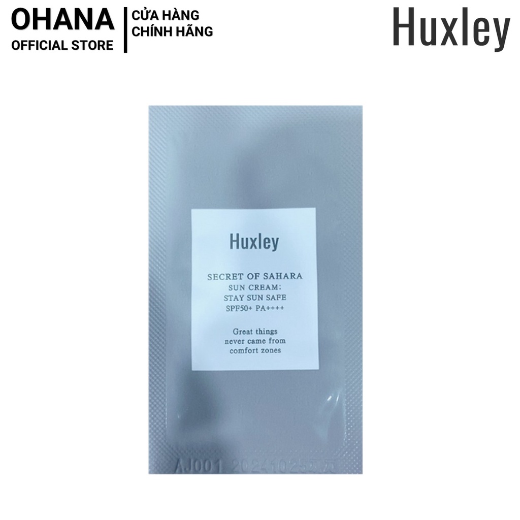  Kem Chống Nắng Dưỡng Ẩm Huxley Sun Cream Stay Sun Safe SPF50+ PA++++ 1ml