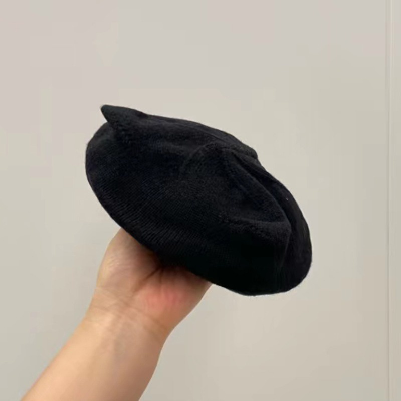Mũ Beret Dệt Kim Đính Tai Nhỏ Dễ Thương Phong Cách Hàn Quốc Cho Bé