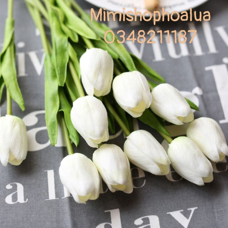 Hoa Giả - Cành Hoa Tuylip cao su loại 1 lá xoăn- Trang Trí Nhà Cửa - cắm hoa để bàn, Bó Hoa Cưới