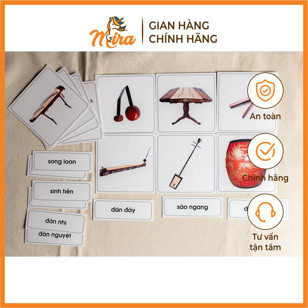 Montessori - Thẻ 3 phần 10 đồ vật Nhạc cụ dân tộc - Mira Toys
