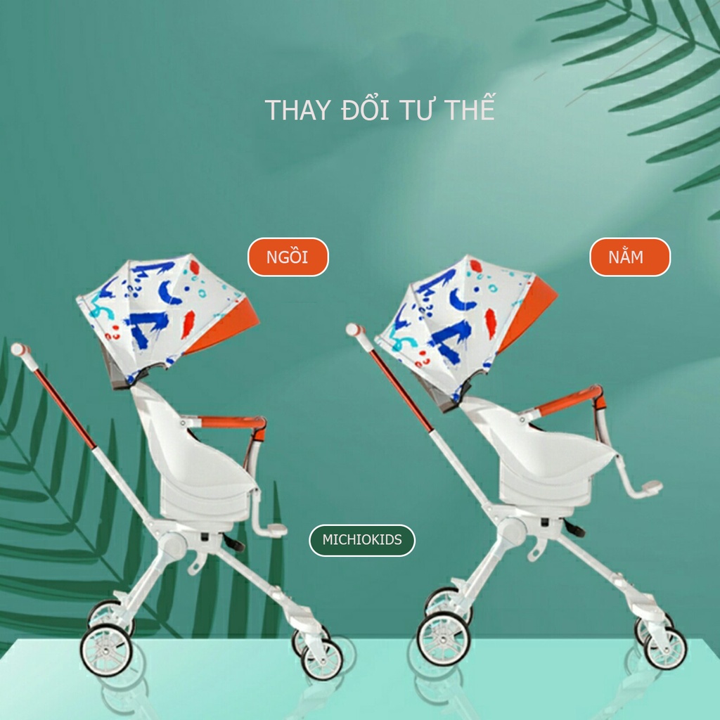 Xe đẩy gấp gọn cho bé X8 Pro đi du lịch, Xe đẩy cho bé 2 chiều ngả 4 tư thế cao cấp