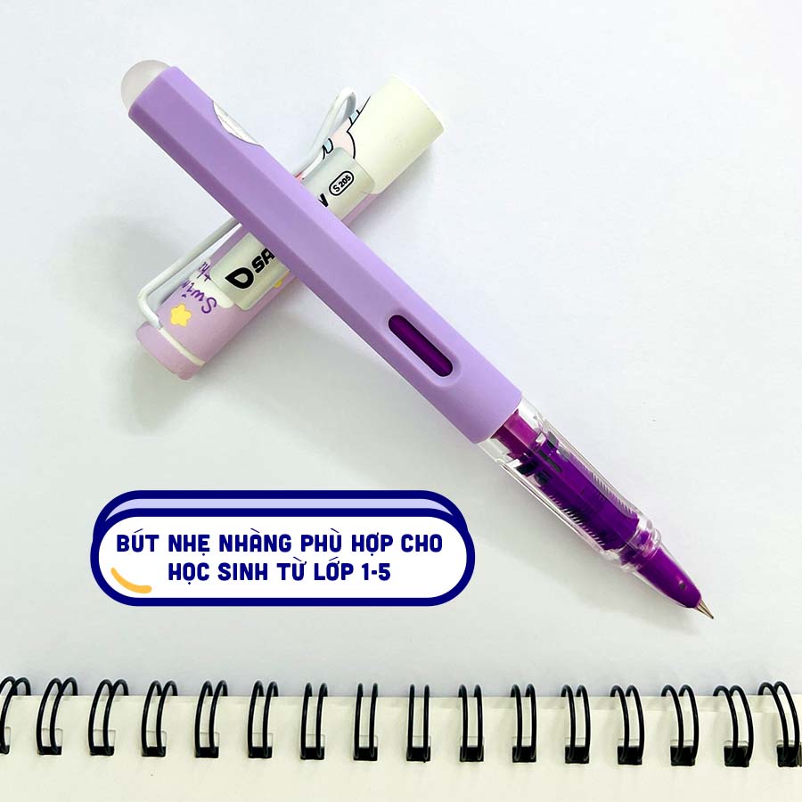 Bút Mực Sao Thiên S205 Nano Tẩy xóa mực, Hình dễ thương