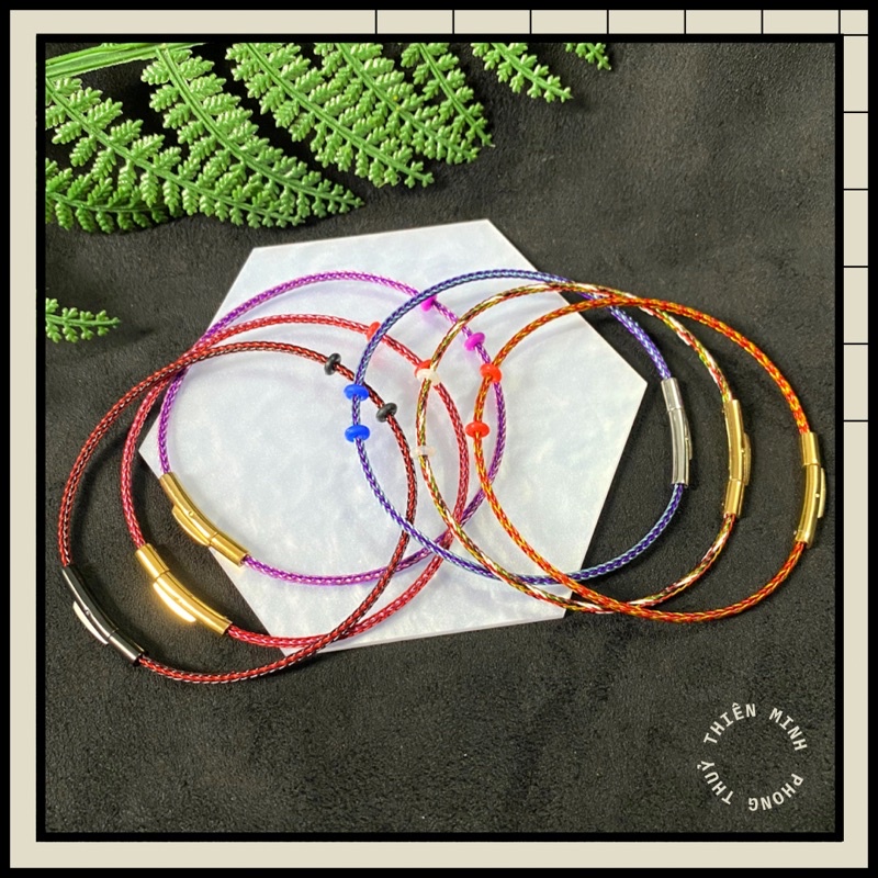 Vòng tay dây lõi thép khoá titan cỡ 2li siêu bền màu mix sọc nhiều màu lạ mắt