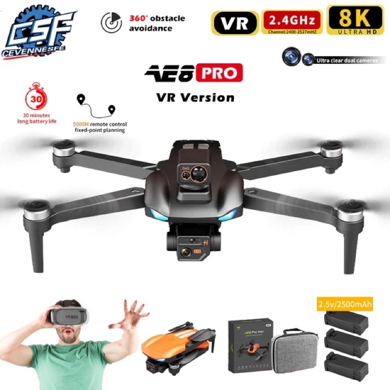 Flycam AE08 pro max - Ae8 Pro Max - flycam K911Max - Camera Kép GPS chống va chạm Không Chổi - Bh 1 tháng