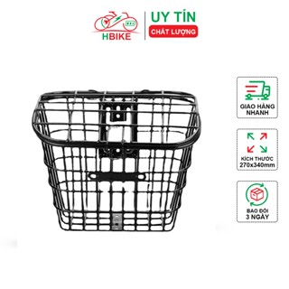 Rổ sắt xe điện H-BIKE giỏ xe kèm bộ ốc, lồng xe có nắp lắp được mọi loại xe đạp điện Lihaze Theli Buker