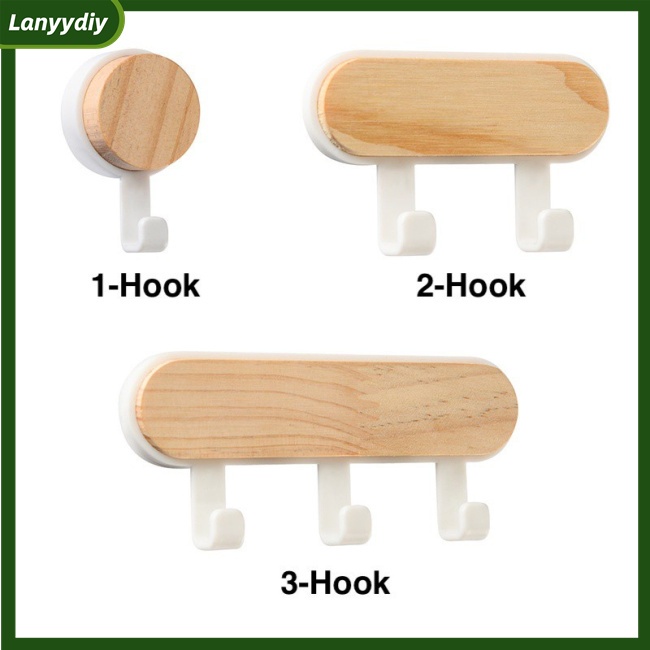 Lanydiy SUPO Depot - Móc Treo Đồ Dán Tường Bằng Gỗ Tự Dính Miễn Phí - Dòng Màu Trắng
