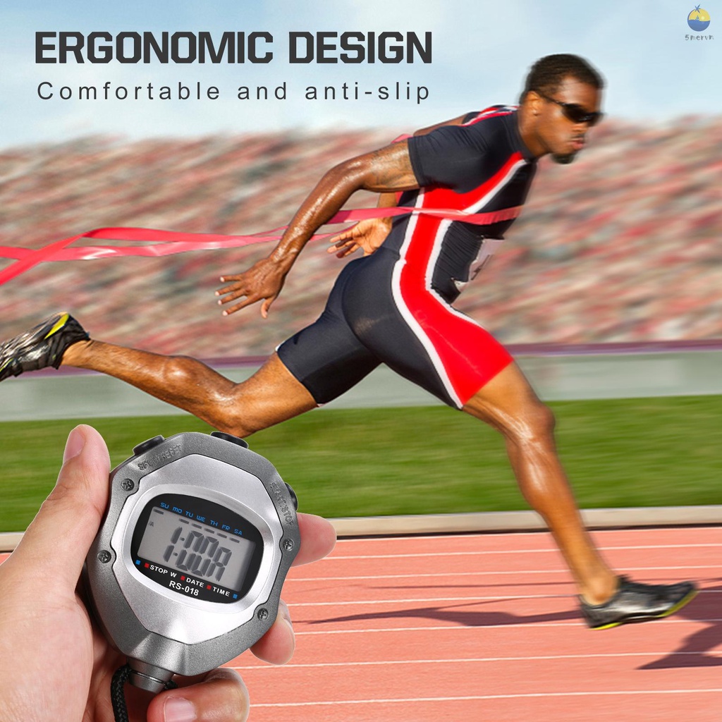 Đồng Hồ Bấm Giờ Màn Hình LCD Chống Thấm Nước Kèm Dây Đeo Chuyên Dụng Cho Luyện Tập Thể Thao