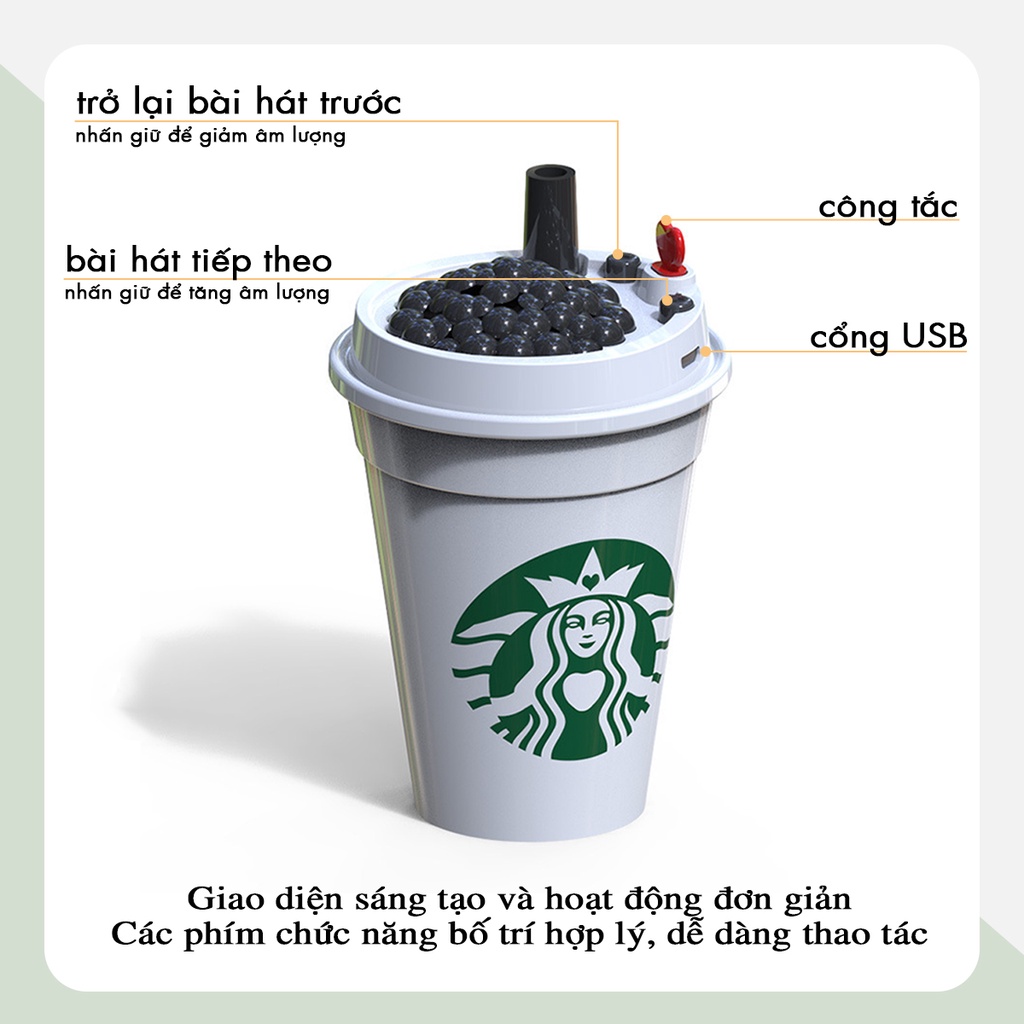 Loa Bluetooth MK-401 Hình Ly Starbucks - Loa Trầm Ấm - Thiết Kế Độc Đáo - Loa Không Dây Decor Siêu Cute