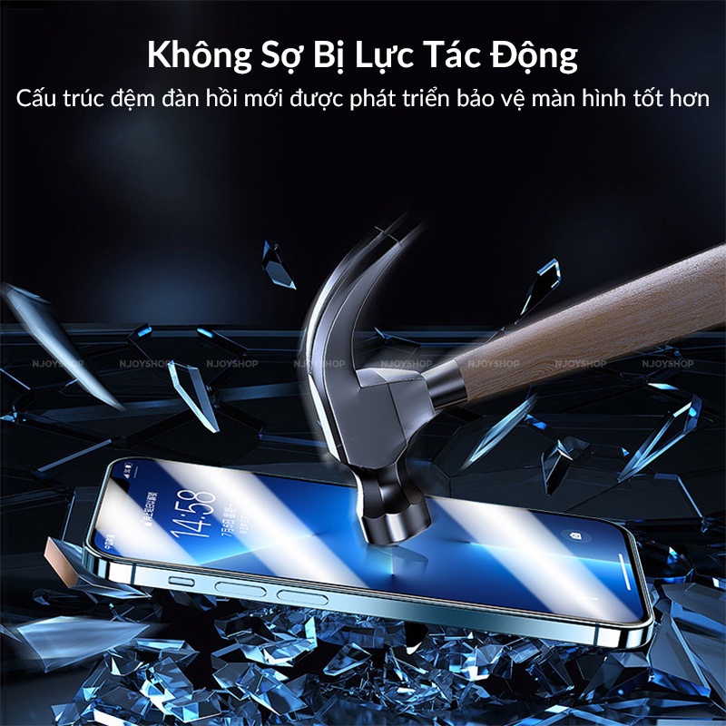 Kính Cường Lực Hỗ Trợ Khung Tự Dán Chống Bụi Bóng Khí 100% Cho Điện Thoại IP11/12/13/14 Pro Max X/Xs/Xsmax Njoyshop