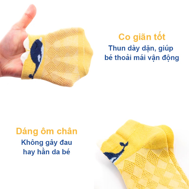 Tất cho bé gái và bé trai 0-3 tuổi Baby-S, Set 5 tất lưới cho bé hình thú ngộ nghĩnh - ST022