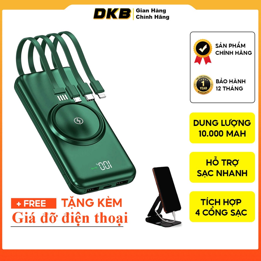 Sạc dự phòng DKB 6 in 1 sạc cùng lúc 6 thiết bị tích hợp sạc không dây bảo hành 6 tháng