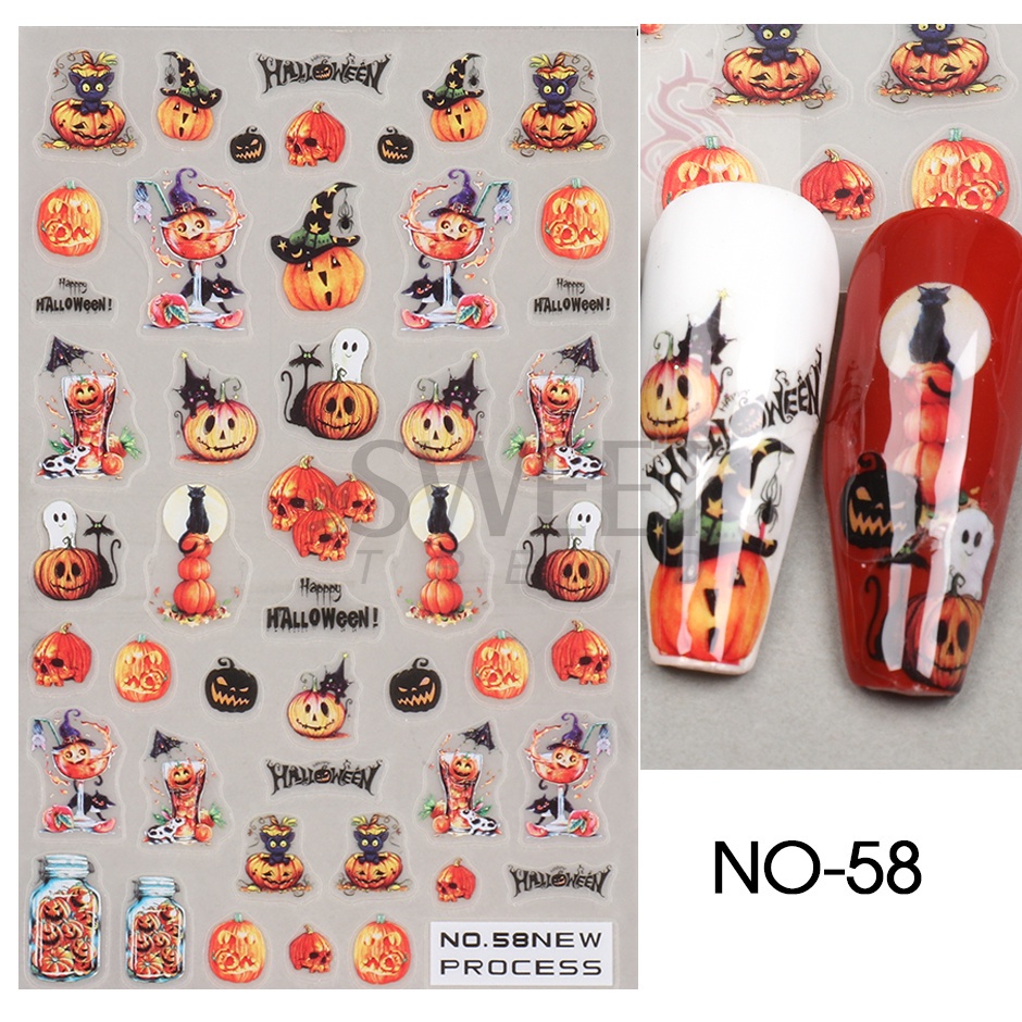 Miếng dán trang trí móng tay 3D STZPRONAIL họa tiết hoạt hình chủ đề Halloween sáng tạo