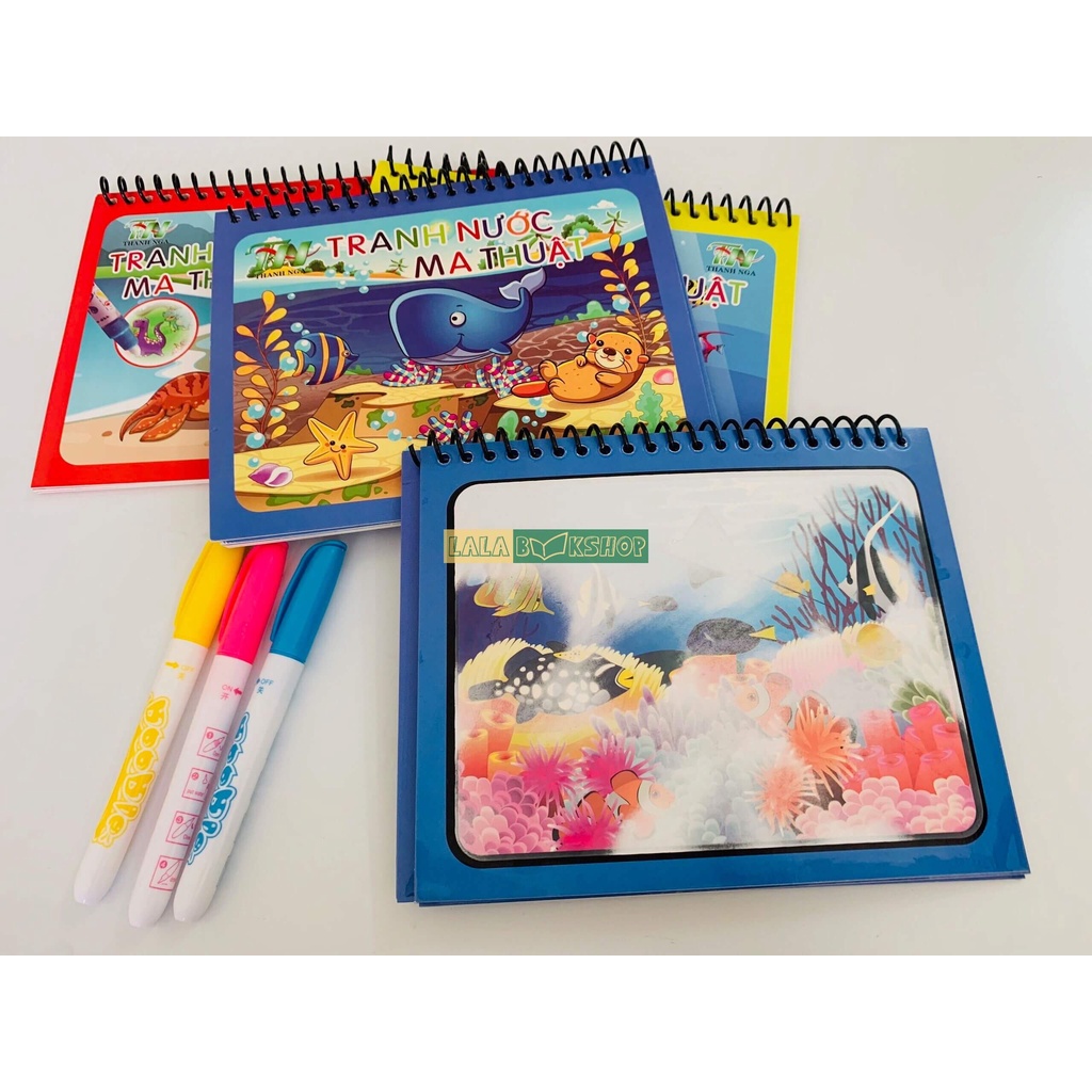 Tranh Tô Màu Nước Ma Thuật Tự Xóa, Tập Tô Thần Kỳ Cho Bé (Tặng 1 Bút Tô Màu}