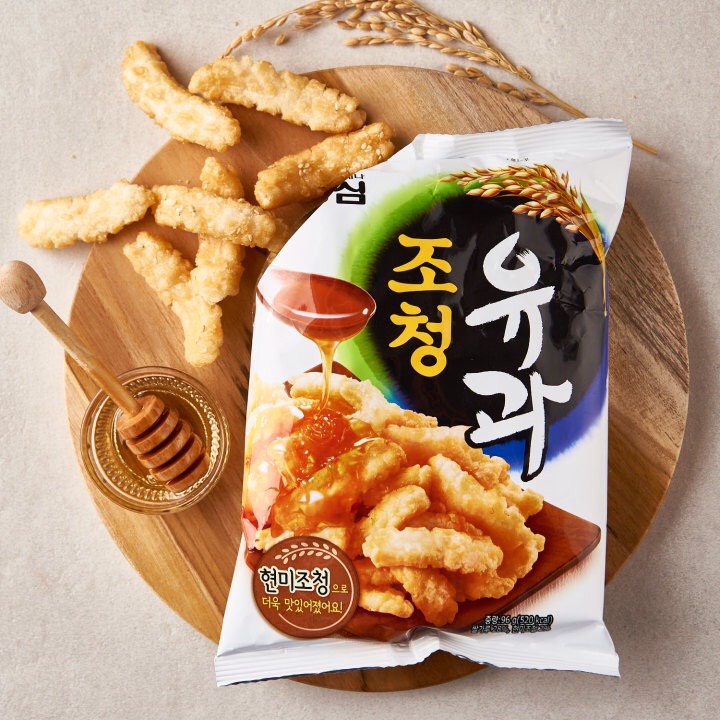 (Gói lớn 300g) Snack bánh gạo chiên mật, Bim bim mat ong 96g, 300g NONGSHIM - 조청유과