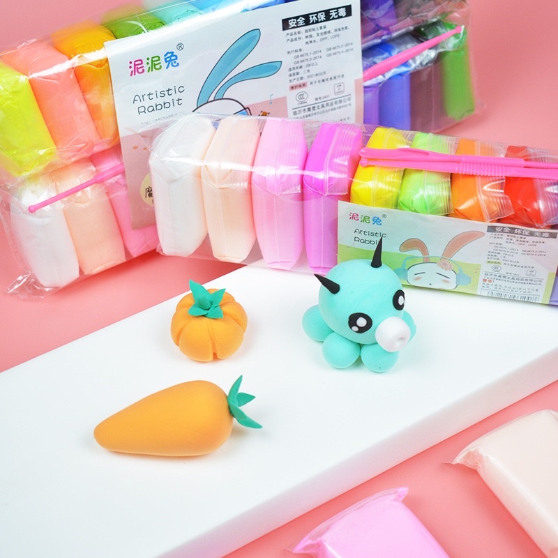 Combo đất sét tự khô Nhật 12/24/36 màu an toàn nặn hình cao cấp siêu nhẹ dành cho bé làm butter slime trang trí
