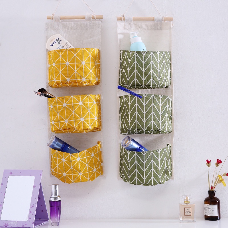 Túi Treo Tường Nhiều Ngăn Bằng Vải Lanh cotton Chống Nước Phong Cách Bắc Âu