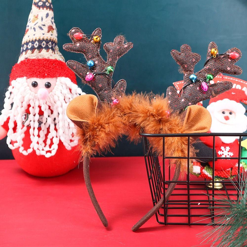 ANEMONE Băng Đô Cài Tóc Hình Sừng Tuần Lộc Giáng Sinh Phát Sáng Độc Đáo