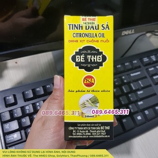 Tinh dầu Sả Bé Thơ, Dạng xịt chống muỗi, Citronella Oil 50 ml, tinh dầu sả chống muỗi, dầu tràm huế, tinh dầu tràm