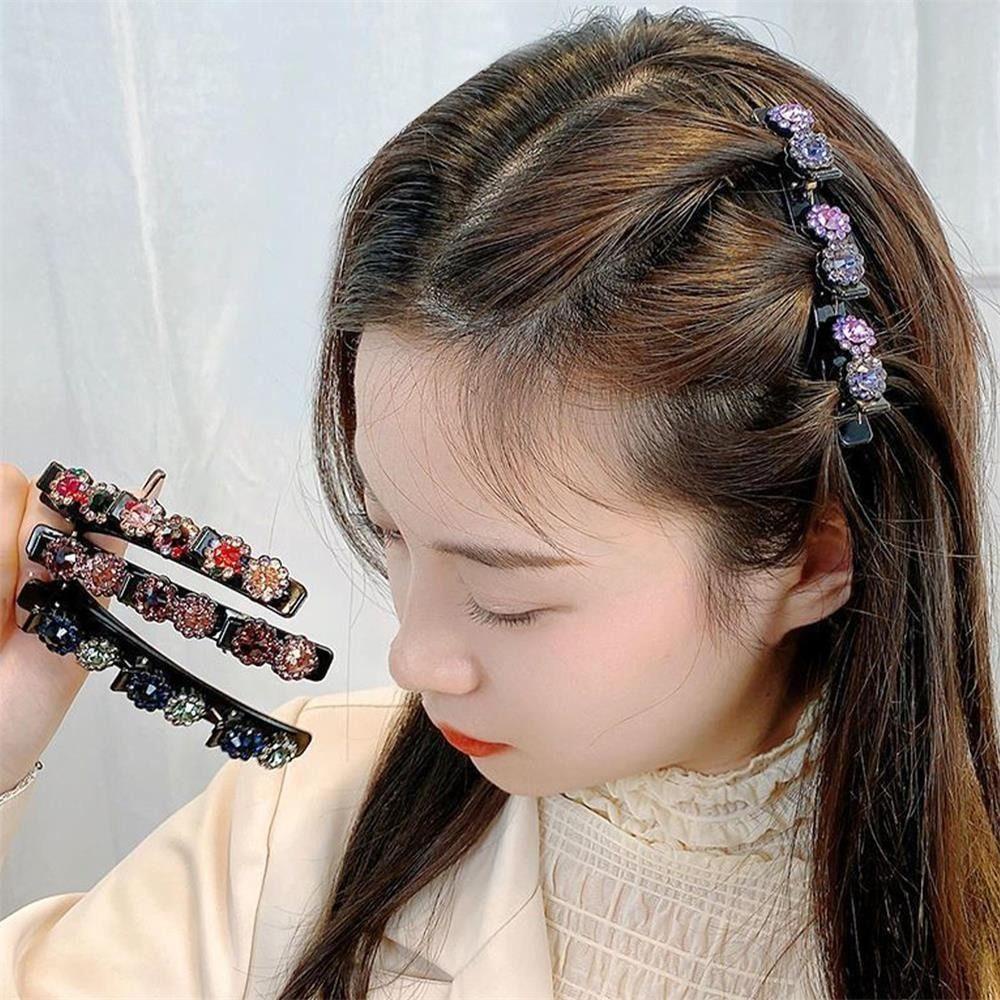 Set 3 / 5 Kẹp Tóc Bện Tạo Kiểu Tóc Đính Hoa Thời Trang Cho Nữ|Kẹp Tóc Đính Đá Lấp Lánh Thời Trang