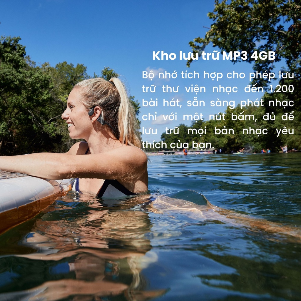 Tai Nghe Thể Thao Bơi Lội SHOKZ OPENSWIM Màu Đen -MP3 - Truyền âm thanh qua xương Chống nước IP68 - Bảo hành 2 năm